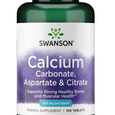Swanson Calcium Carbonate, Aspartate & Citrate, 500mg - 100 tablets