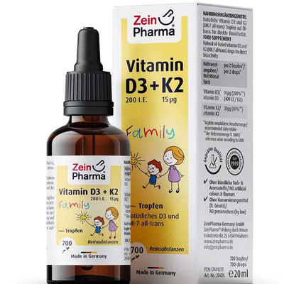 Zein Pharma Vitamin D3 + K2 Family Drops - 20 ml.
