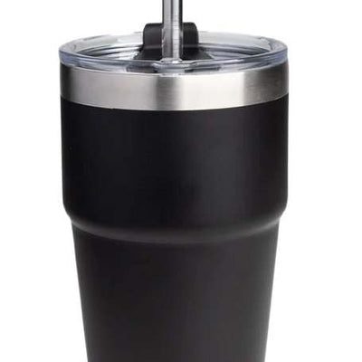 SmartShake Bohtal Double Insulated Travel Mug with Straw, Black - 600ml.