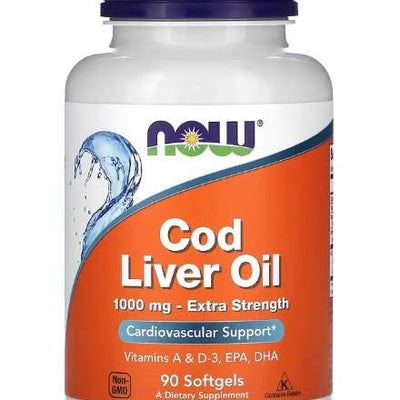 NOW Foods Cod Liver Oil, 1000mg Extra Strength - 90 softgels