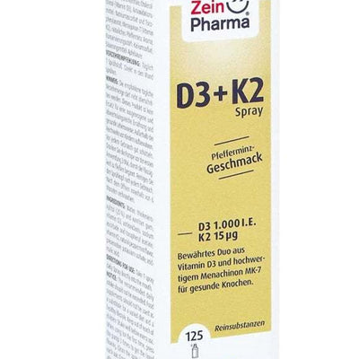Zein Pharma Vitamin D3 + K2 Spray, Peppermint - 25 ml.