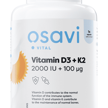 Osavi Vitamin D3 + K2, 2000IU + 100mcg - 120 softgels