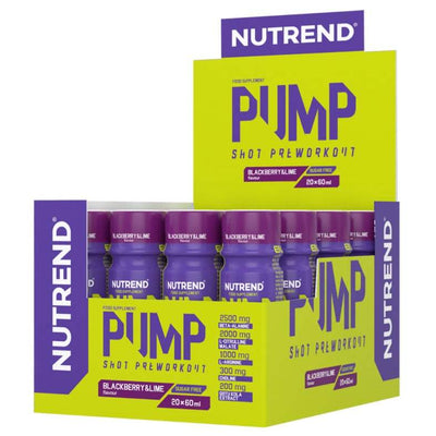 Nutrend Pump Shot Pre-Workout, Blackberry & Lime - 20 x 60 ml.