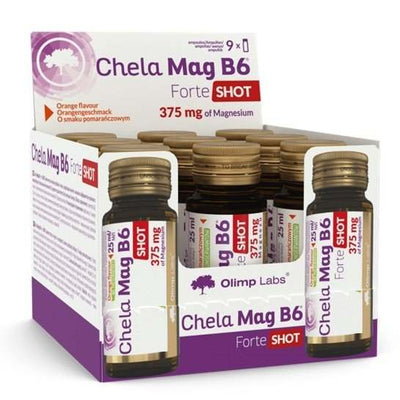 Olimp Nutrition Chela Mag B6 Forte Shot, Cherry (EAN 5901330090691) - 9 x 25 ml.
