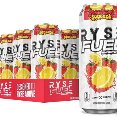 RYSE Fuel Energy Drink, Strawberry Squeeze - 12 x 473 ml.