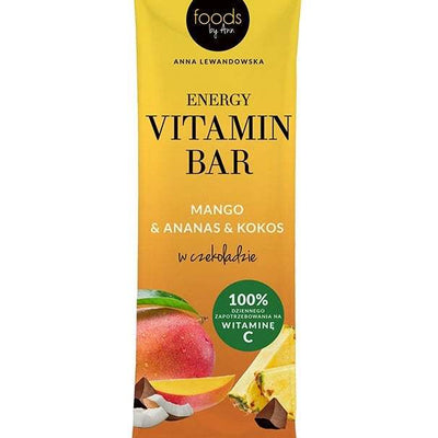 Levann Energy Vitamin Bar, Mango & Pineapple & Cocoa with Chocolate Coating - 15 x 35g
