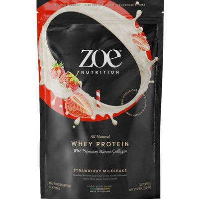 ZOE Nutrition Whey Protein with Premium Marine Collagen, Strawberry Milkshake - 454 grams