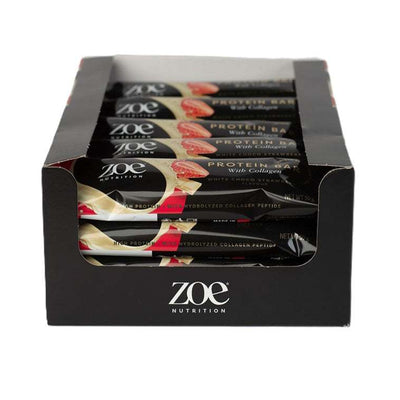 ZOE Nutrition Protein Bar with Collagen, White Choco Strawberry - 20 x 50g