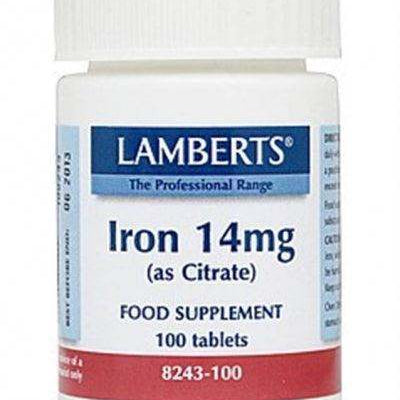 Iron 14mg (as Citrate), 100 tabs - Lamberts - welzo