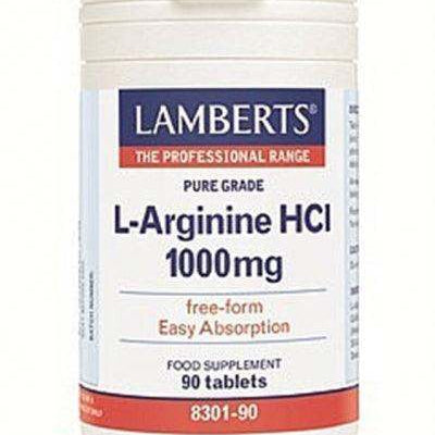 L-Arginine HCl 1000mg 90 Tabs - Lamberts - welzo