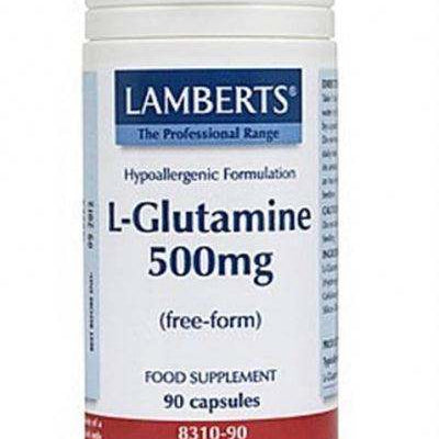 L-Glutamine 500mg 90 Caps - Lamberts - welzo