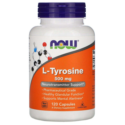 L-Tyrosine 500mg, 120 Capsules - Now Foods - welzo