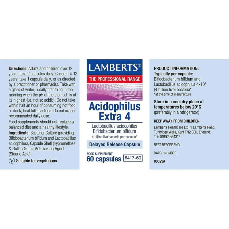Acidophilus extra 4, 60 tapas - Lamberts