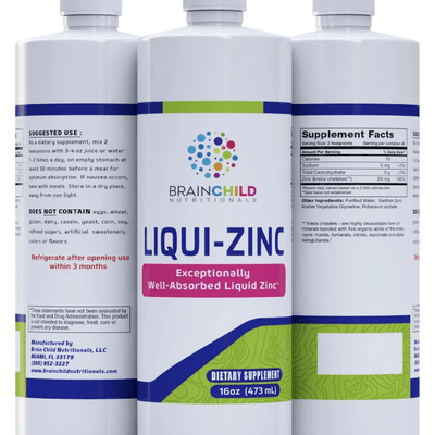 Liqui-Zinc Unflavoured (16 fl oz) 473ml - BrainChild Nutritionals - welzo