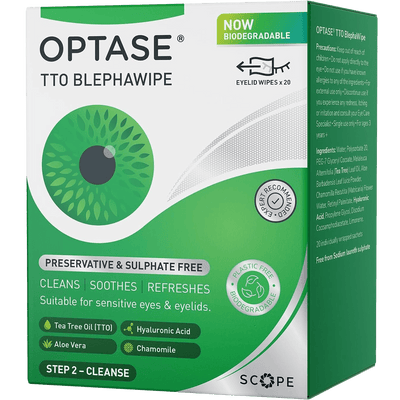 Optase TTO Blephawipe Eyelid Cleansing Wipes Pack of 20 - welzo