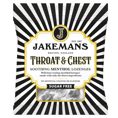 Jakemans Cough Sweets Throat & Chest Menthol Sugar Free 50g - welzo