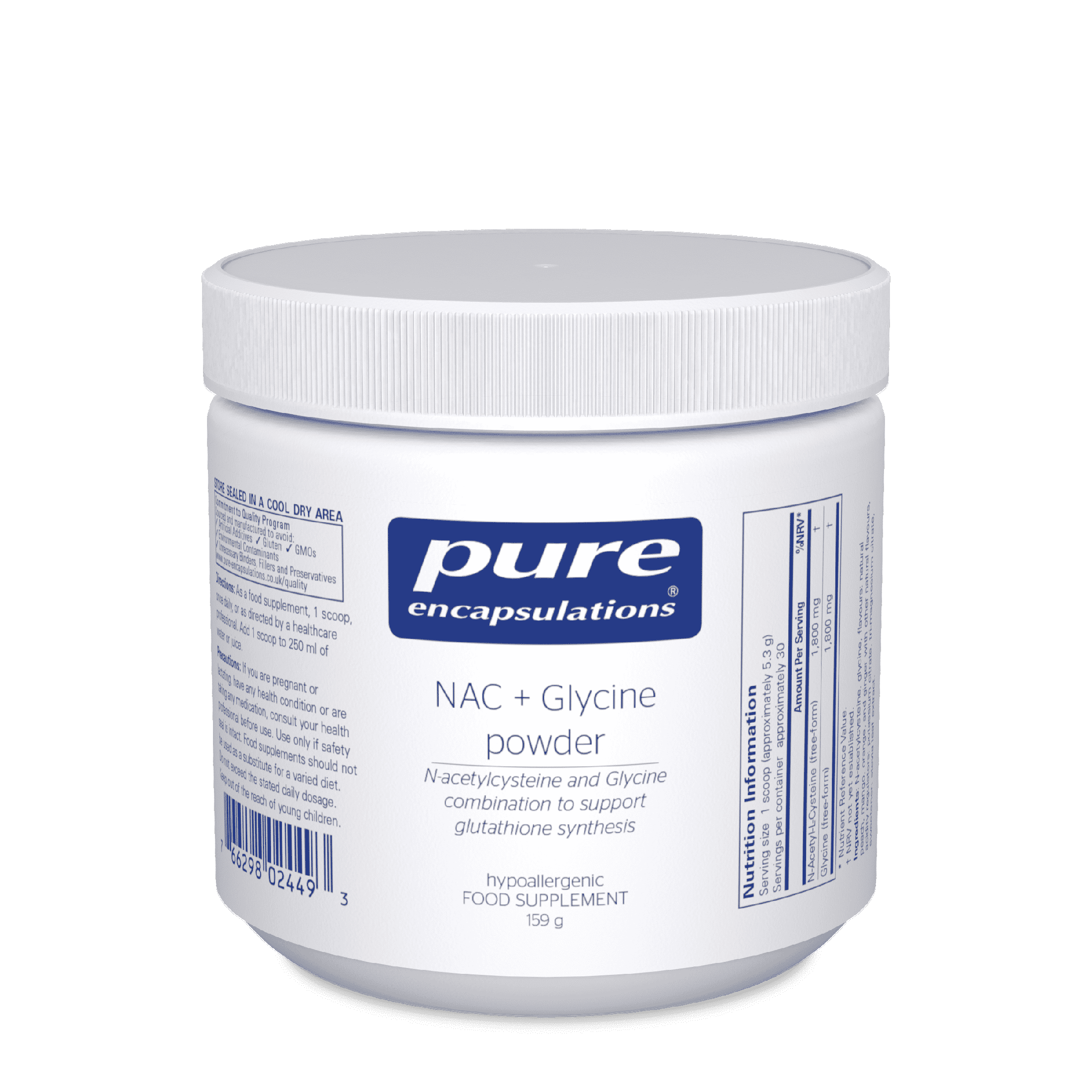 NAC + Glycine Powder, 159g - Pure Encapsulations - welzo