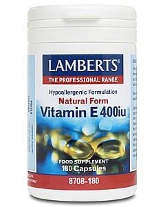 Natural Vitamin E 400iu - 180 Capsules - Lamberts - welzo