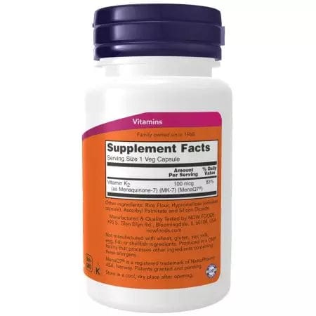 Τώρα τα τρόφιμα mk7 βιταμίνη k2 100 mcg