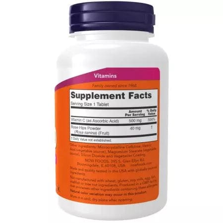 Maintenant aliments vitamine C500 avec des hanches de rose