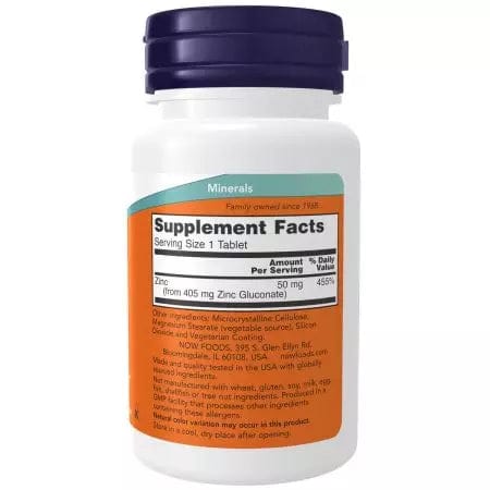 Ahora Foods Suplemento de gluconato de zinc 50 mg