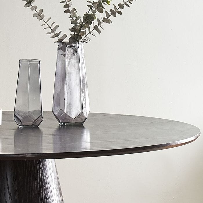 Sombra Round Black Eetting Table - 120 cm, gecanneleerd houtkorreleffect, gewogen basis (kopie)