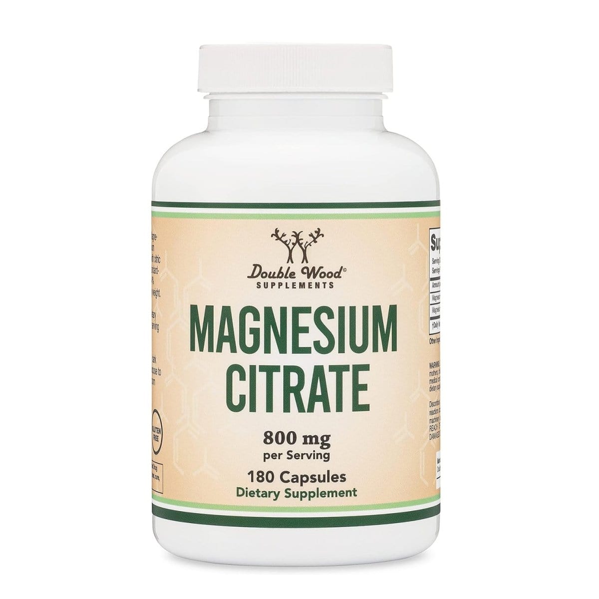 Double Wood Magnesium Citrate - 180 x 400 mg capsules - Welzo