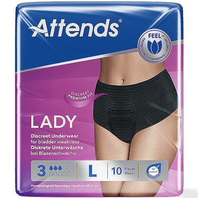 Attends Lady Discreet Underwear 3 Large Pack of 10 - welzo