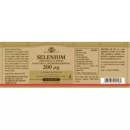 Solgar Selenium (YeastFree) 200 ug Tablets Pack of 50