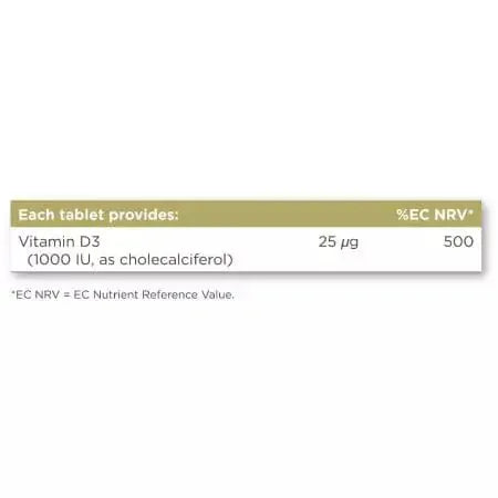 Solgar Vitamin D3 (Cholecalciferol) 1000 IU (25 ug) Tablets Pack of 90