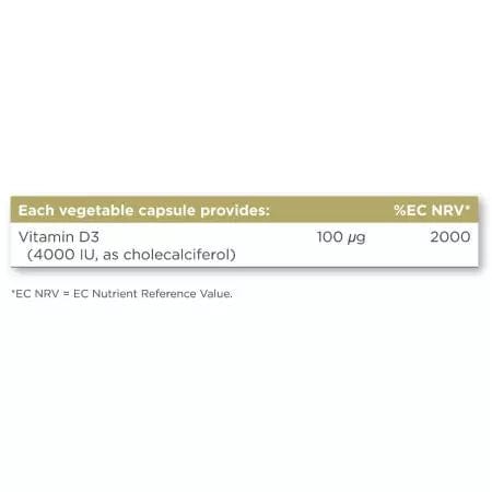 Solgar Vitamin D3 (Cholecalciferol) 4000 IU (100 ug) Vegetable Capsules