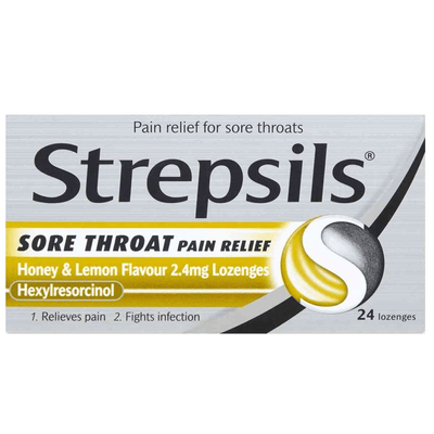 Strepsils Lozenges Sore Throat Pain Relief Honey & Lemon Pack of 24 - welzo