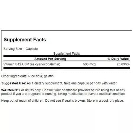 Vitamine Swanson B12 500mcg