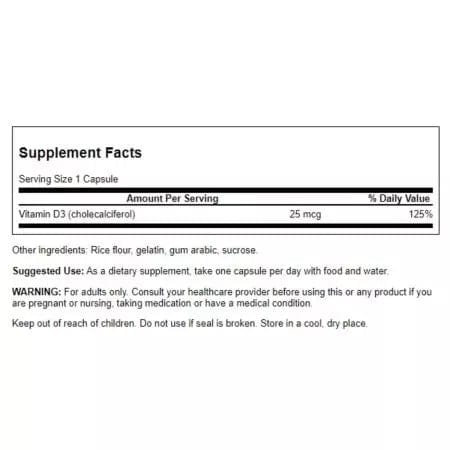 Swanson Vitamin D3 High Potency 1,000 IU (25 mcg)