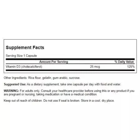 Swanson vitamine D3 High Potency 1.000 IE (25 mcg)