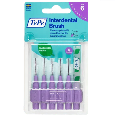 Tepe Interdental Brushes Purple 1.1mm Pack of 6 - welzo