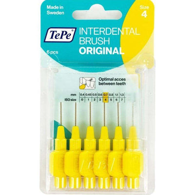 Tepe Interdental Brushes Yellow 0.7mm Pack of 6 - welzo