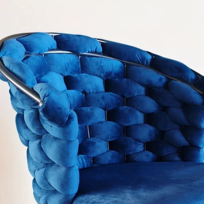6x chaises de salle à manger Valencia Blue Luxury Velvet avec pattes noires