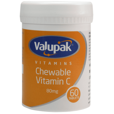 Valupak Chewable Vitamin C Tablets 80mg Pack of 60 - welzo