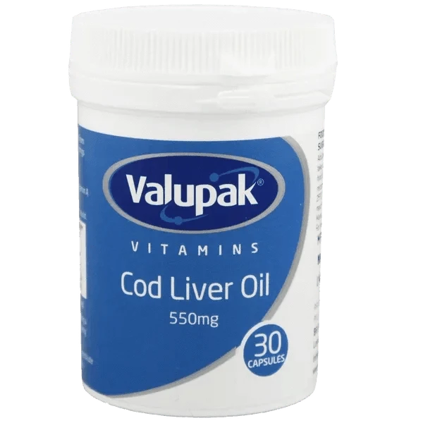 Valupak Cod Liver Oil High Strength Capsules 550mg Pack of 30 - welzo