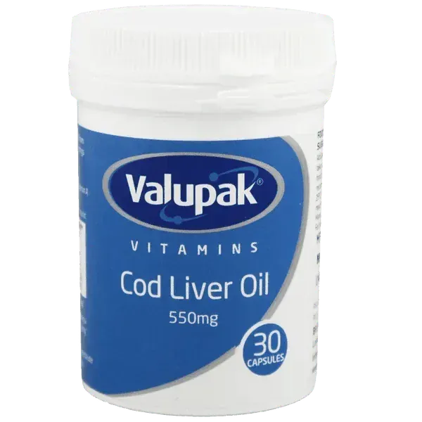Valupak Cod Liver Oil High Strength Capsules 550mg Pack of 30 - welzo
