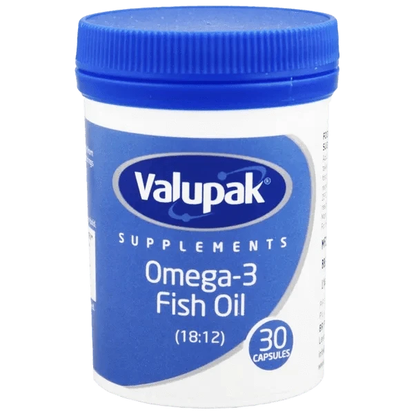 Valupak Omega 3 Fish Oils Capsules 1000mg Pack of 30 - welzo