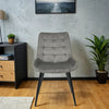 4x Velvita Gray Luxury Velvet met zwarte benen eetkamerstoelen