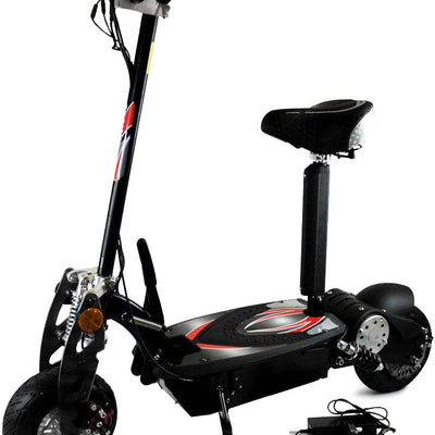 Electric Scooter Escooter 800W със окачване, подвижна седалка и 10 "гуми - 36V батерия, верижно задвижване, 33 км обхват