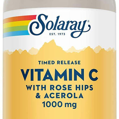 Vitamin C Rose Hips & Acerola 1000mg, TR 250 Veg Caps - Solaray - welzo