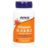 Vitamin D3 & K2, 120 Capsules - Now Foods - welzo