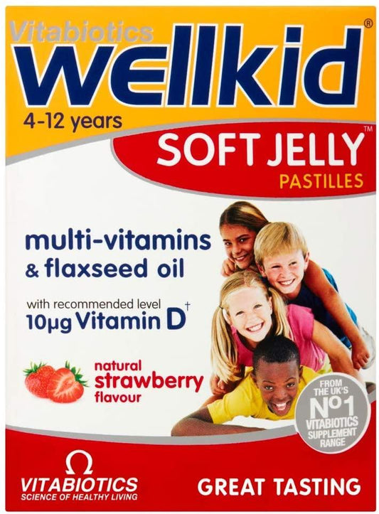 Wellkid Soft Jelly Pastilles Strawberry Pack of 30 - welzo