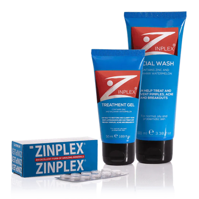 Zinplex Facial Wash, Treatment Gel & Tablets Combo - welzo