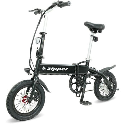 Folding Electric Bike 10AH Battery – Premium Zipper Z1S Lightweight Aluminium Frame, Matt Black