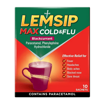 Lemsip Max Sachets Blackcurrant Pack of 10 - welzo